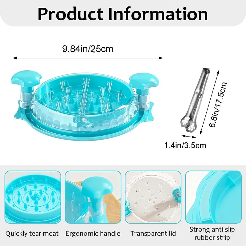 KicthMap Chicken Shredder Tool Twist 9.84in Large Chicken Shredder with Clip Visible Meat Shredde Machine BPA Free Ergonomic Handle Manual Meat Suitable for Chickens Pork Beef ect (Blue) - Image 2
